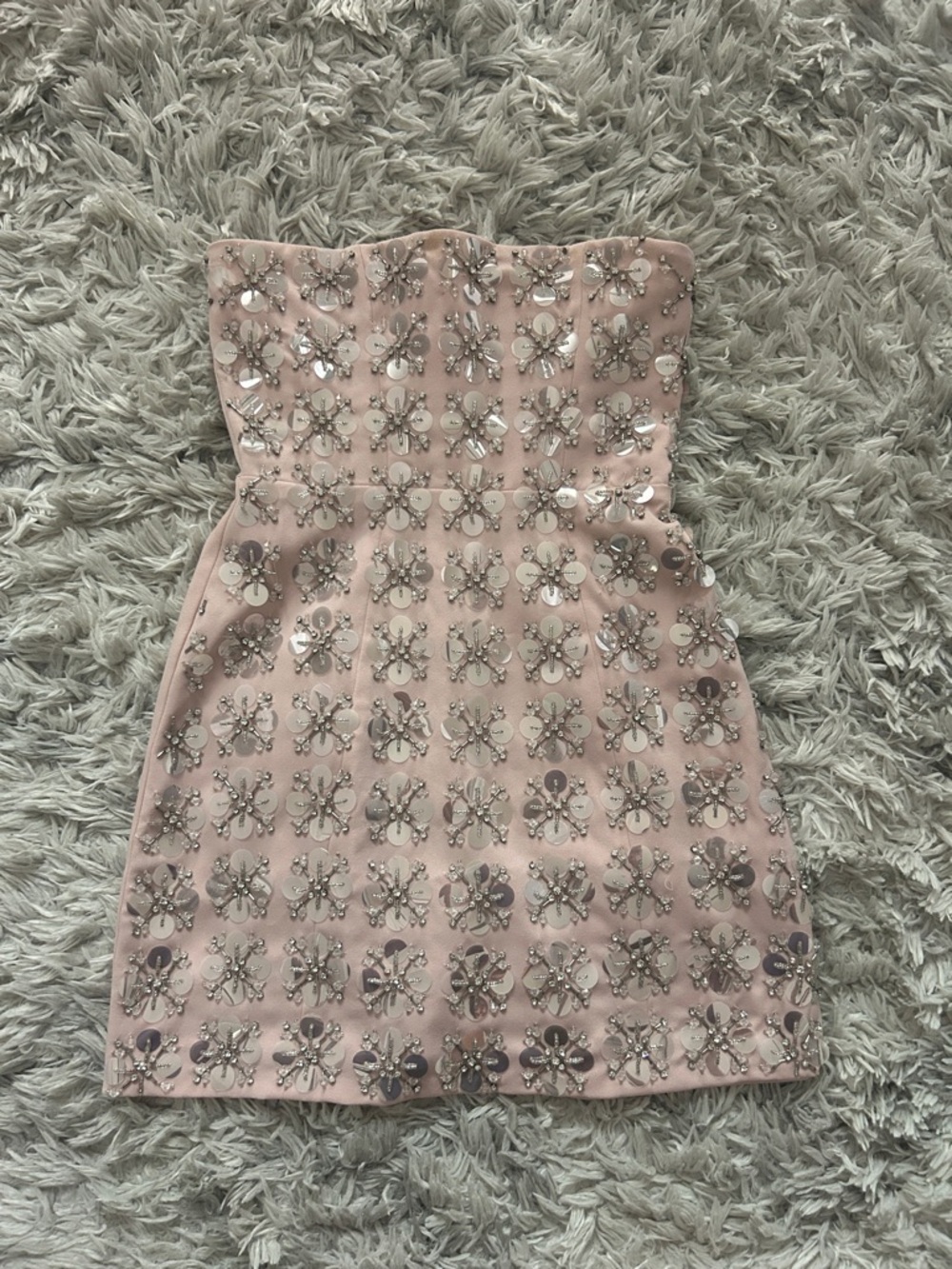 Oh Polly Celeano Hand Embellished Mini Dress in Pink (worn once)
